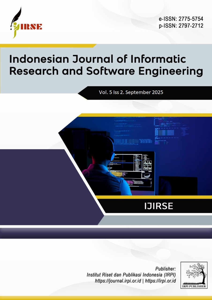 					View Vol. 5 No. 2 (2025): Indonesian Journal of Informatic Research and Software Engineering (IJIRSE)
				